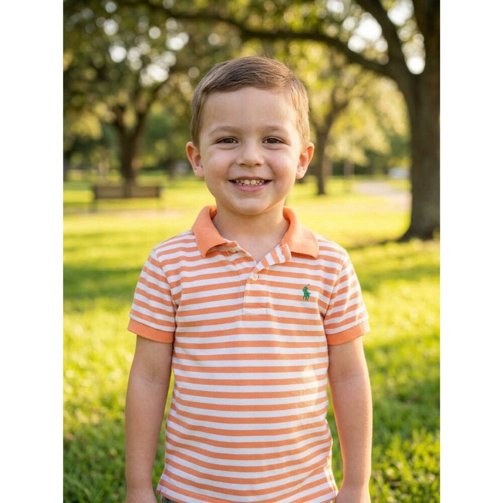 Polo Ralph Lauren Boys Orange And White Striped Shirt Size 4